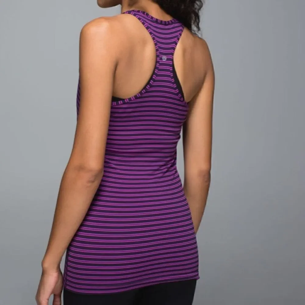 LULULEMON Cool Racerback Double Trouble Stripe Ultra Violet Black Grape Size 4